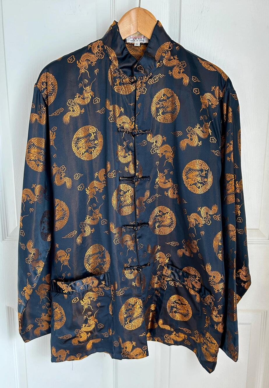 Vintage Silk Blend Traditional Chinese Women's Jacket Sz M | Dragon Motif